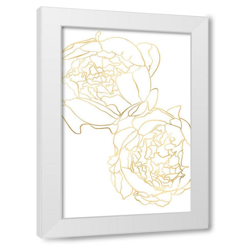 Sallys peonies in gold White Modern Wood Framed Art Print by Laiz Blursbyai, Rosana
