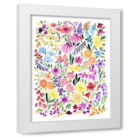 Wildflower meadow White Modern Wood Framed Art Print by Laiz Blursbyai, Rosana