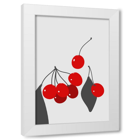 Cherries White Modern Wood Framed Art Print by Laiz Blursbyai, Rosana