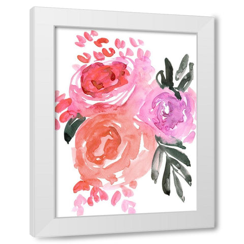 Maeko loose watercolor florals I White Modern Wood Framed Art Print by Laiz Blursbyai, Rosana