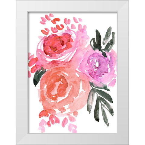 Maeko loose watercolor florals I White Modern Wood Framed Art Print by Laiz Blursbyai, Rosana