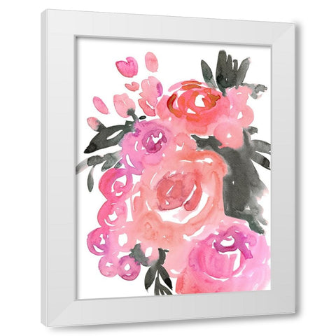 Maeko loose watercolor florals II White Modern Wood Framed Art Print by Laiz Blursbyai, Rosana