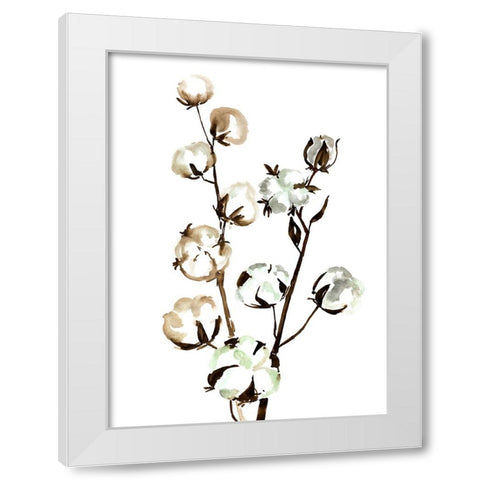 Watercolor cotton branch II White Modern Wood Framed Art Print by Laiz Blursbyai, Rosana