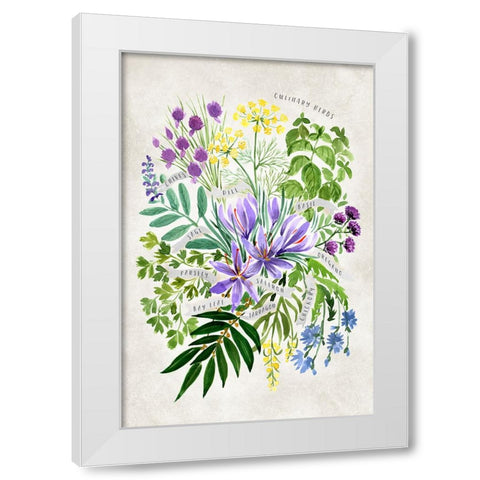 Culinary herbs in vintage gray White Modern Wood Framed Art Print by Laiz Blursbyai, Rosana
