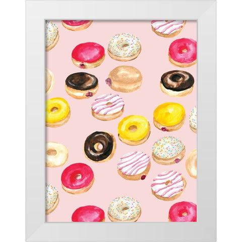 Donuts White Modern Wood Framed Art Print by Laiz Blursbyai, Rosana