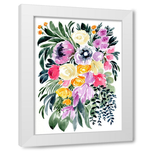 Urja loose floral watercolor bouquet White Modern Wood Framed Art Print by Laiz Blursbyai, Rosana