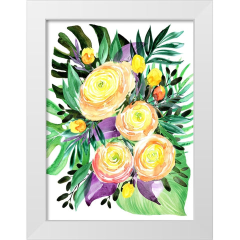 Lola tropical bouquet White Modern Wood Framed Art Print by Laiz Blursbyai, Rosana