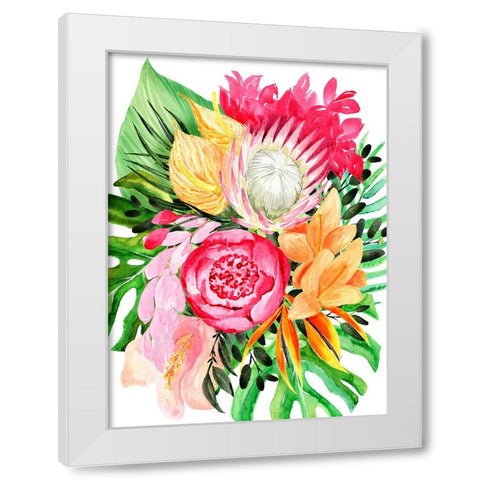 Celia tropical bouquet White Modern Wood Framed Art Print by Laiz Blursbyai, Rosana