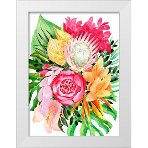 Celia tropical bouquet White Modern Wood Framed Art Print by Laiz Blursbyai, Rosana
