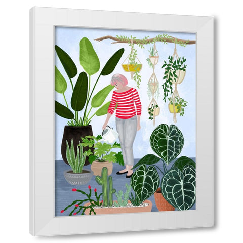 My home jungle in blue White Modern Wood Framed Art Print by Laiz Blursbyai, Rosana