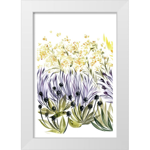 Elisas garden left White Modern Wood Framed Art Print by Laiz Blursbyai, Rosana
