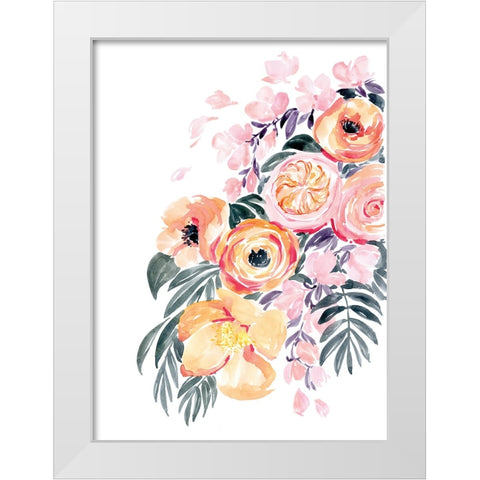 Danette bouquet in coral White Modern Wood Framed Art Print by Laiz Blursbyai, Rosana
