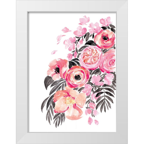 Danette bouquet in pink White Modern Wood Framed Art Print by Laiz Blursbyai, Rosana