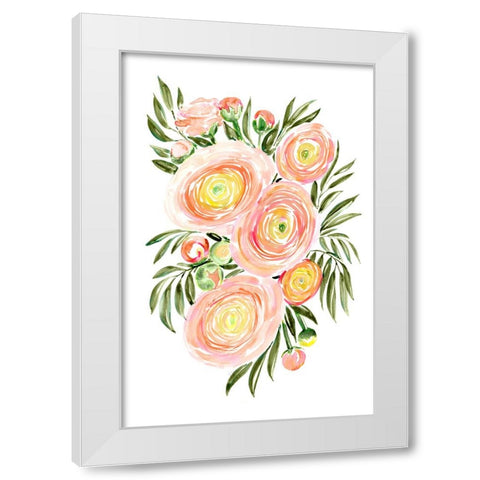 Savanna bouquet of coral ranunculus White Modern Wood Framed Art Print by Laiz Blursbyai, Rosana