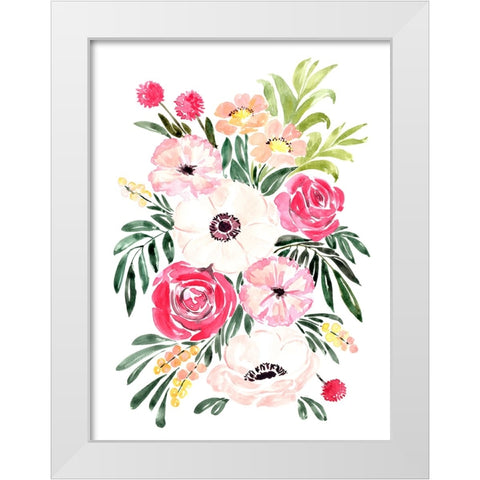 Mirja bouquet White Modern Wood Framed Art Print by Laiz Blursbyai, Rosana