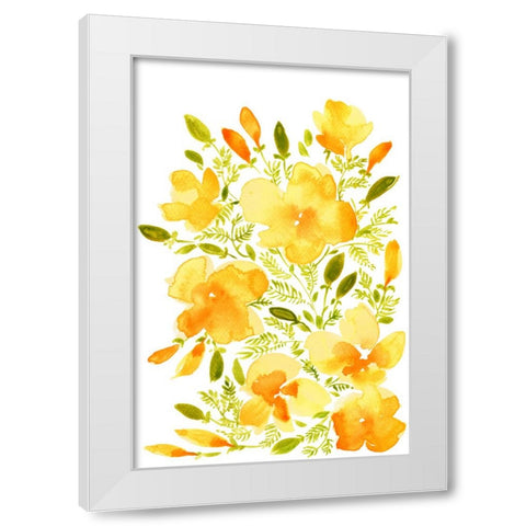 Watercolor California poppies quad 1 White Modern Wood Framed Art Print by Laiz Blursbyai, Rosana