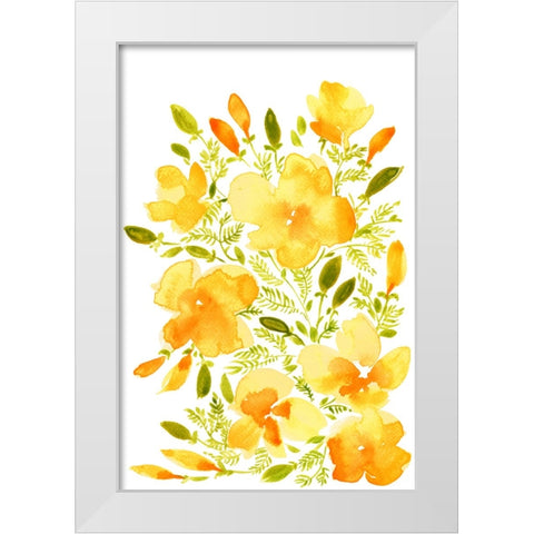 Watercolor California poppies quad 1 White Modern Wood Framed Art Print by Laiz Blursbyai, Rosana