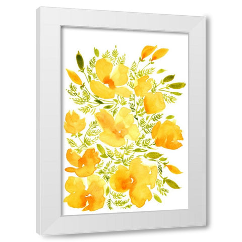 Watercolor California poppies quad 2 White Modern Wood Framed Art Print by Laiz Blursbyai, Rosana