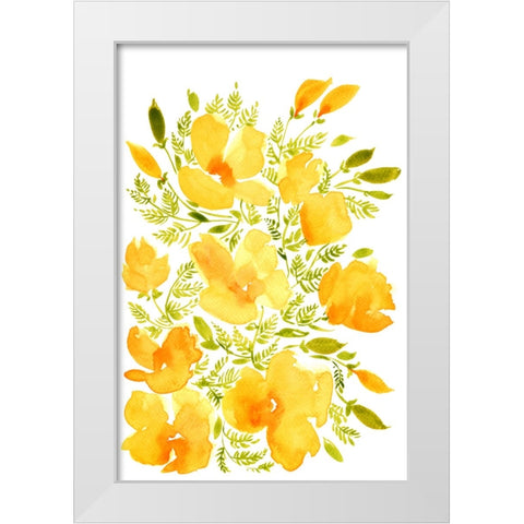 Watercolor California poppies quad 2 White Modern Wood Framed Art Print by Laiz Blursbyai, Rosana