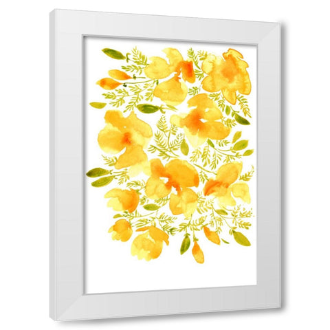 Watercolor California poppies quad 3 White Modern Wood Framed Art Print by Laiz Blursbyai, Rosana