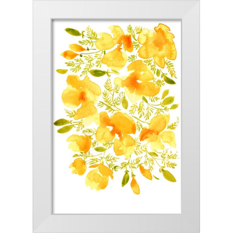 Watercolor California poppies quad 3 White Modern Wood Framed Art Print by Laiz Blursbyai, Rosana