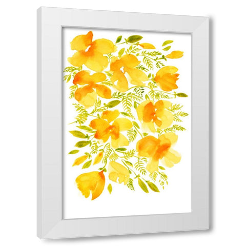 Watercolor California poppies quad 4 White Modern Wood Framed Art Print by Laiz Blursbyai, Rosana