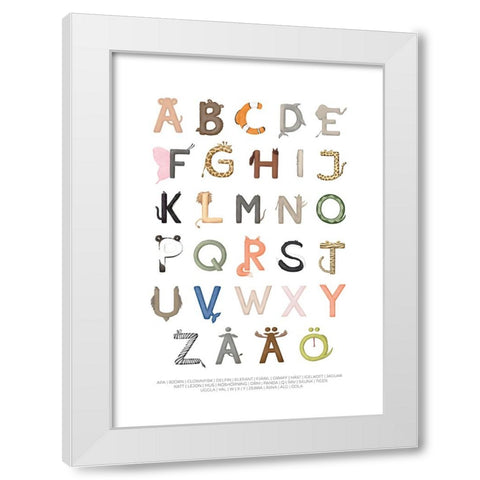 DjurbokstAcver White Modern Wood Framed Art Print by Eleonora, Aminah