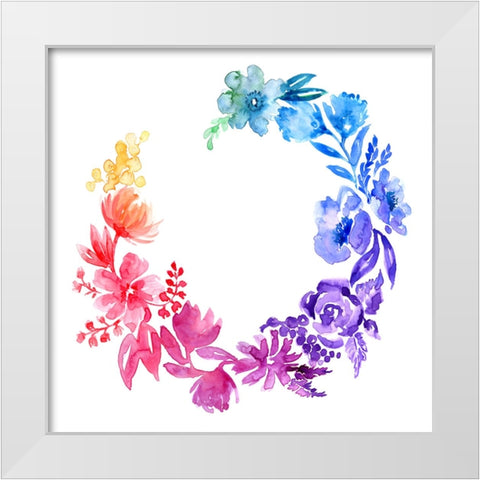 Ombre watercolor wreath White Modern Wood Framed Art Print by Laiz Blursbyai, Rosana