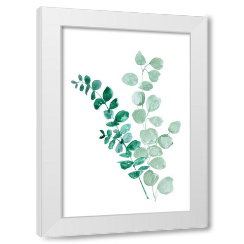 Two eucalyptus branches White Modern Wood Framed Art Print by Laiz Blursbyai, Rosana