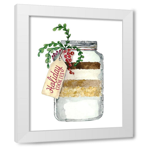 Holiday cookies in a jar White Modern Wood Framed Art Print by Laiz Blursbyai, Rosana