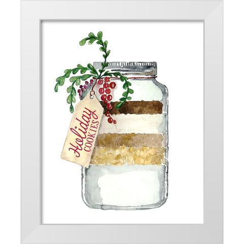 Holiday cookies in a jar White Modern Wood Framed Art Print by Laiz Blursbyai, Rosana