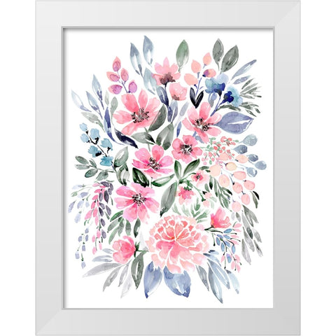 Clara watercolor bouquet White Modern Wood Framed Art Print by Laiz Blursbyai, Rosana
