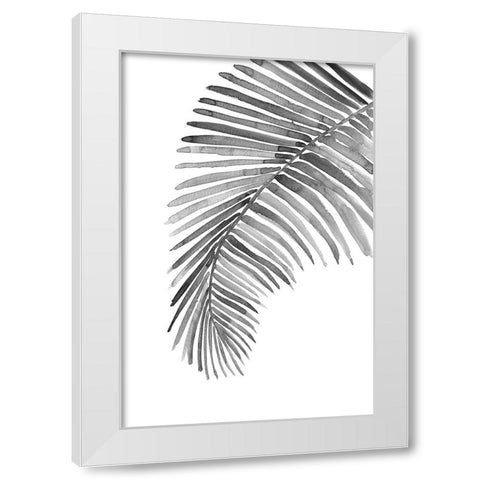 Palm leaf in loose watercolor bw White Modern Wood Framed Art Print by Laiz Blursbyai, Rosana