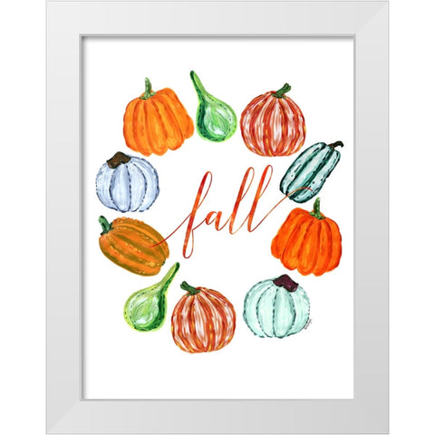 Fall pumkins White Modern Wood Framed Art Print by Laiz Blursbyai, Rosana