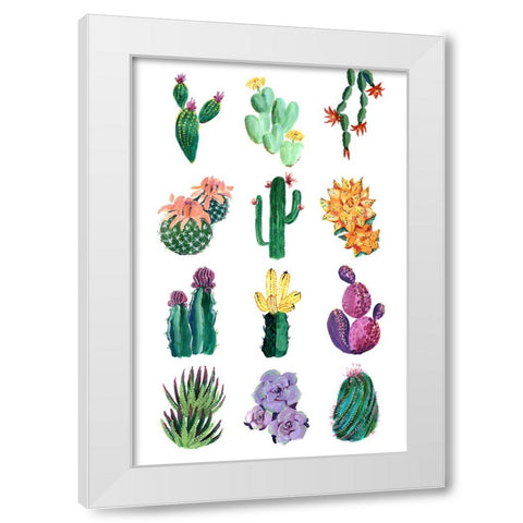 Collection of cacti White Modern Wood Framed Art Print by Laiz Blursbyai, Rosana