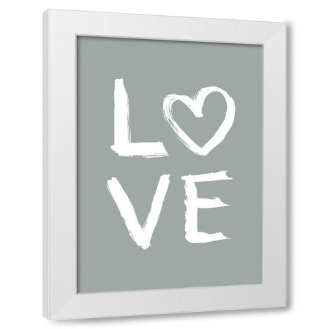 LOVE Toothy Green White Modern Wood Framed Art Print by Eleonora, Aminah