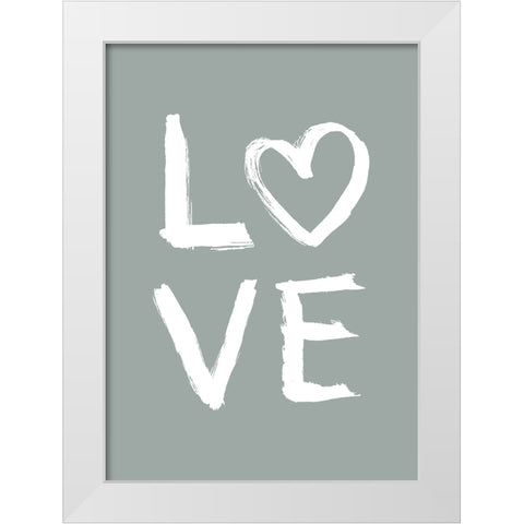 LOVE Toothy Green White Modern Wood Framed Art Print by Eleonora, Aminah