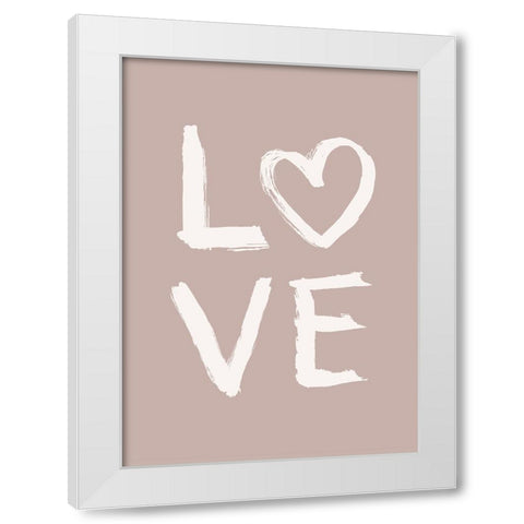 LOVE Toothy Pink White Modern Wood Framed Art Print by Eleonora, Aminah