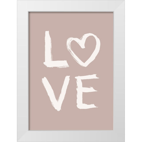 LOVE Toothy Pink White Modern Wood Framed Art Print by Eleonora, Aminah