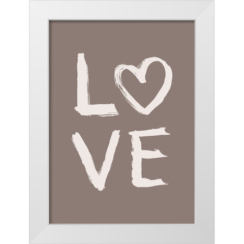 LOVE Toothy Brown White Modern Wood Framed Art Print by Eleonora, Aminah