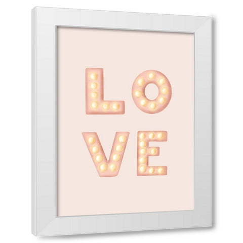 LOVE Light Letters Pink White Modern Wood Framed Art Print by Eleonora, Aminah