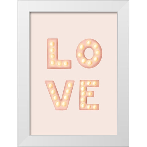 LOVE Light Letters Pink White Modern Wood Framed Art Print by Eleonora, Aminah