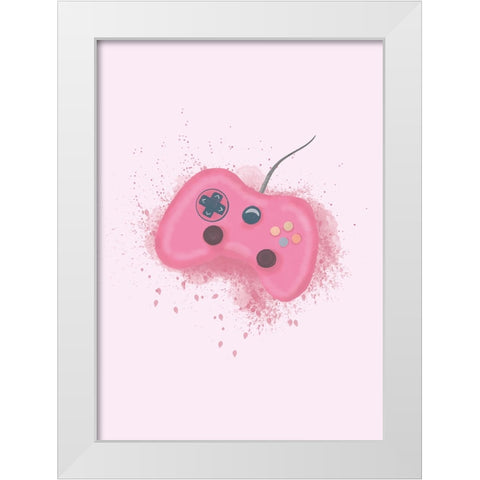 Gamer Splash Pink White Modern Wood Framed Art Print by Eleonora, Aminah