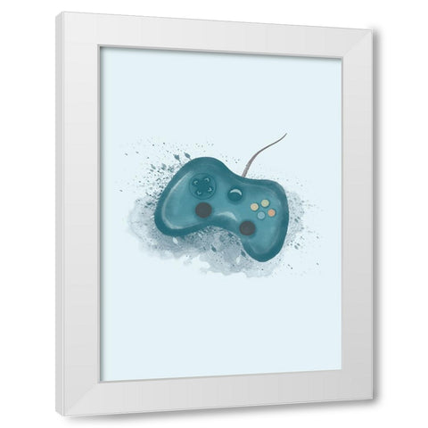 Gamer Splash Blue White Modern Wood Framed Art Print by Eleonora, Aminah