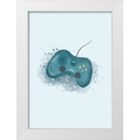 Gamer Splash Blue White Modern Wood Framed Art Print by Eleonora, Aminah