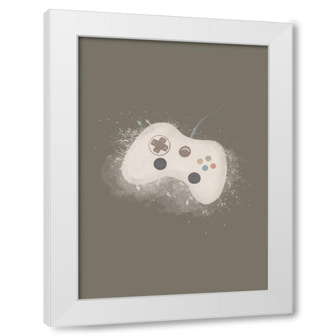 Gamer Splash Neutral White Modern Wood Framed Art Print by Eleonora, Aminah
