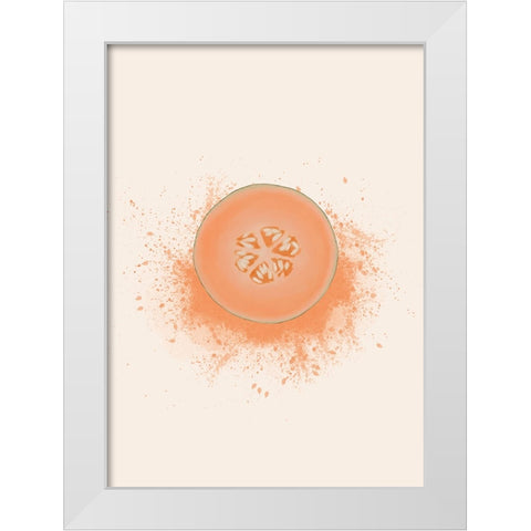 Cantaloupe Splash White Modern Wood Framed Art Print by Eleonora, Aminah