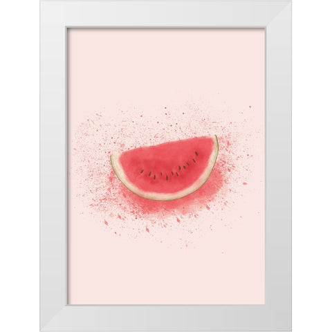 Watermelon Splash White Modern Wood Framed Art Print by Eleonora, Aminah