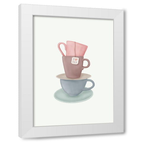 I Love TEA White Modern Wood Framed Art Print by Eleonora, Aminah