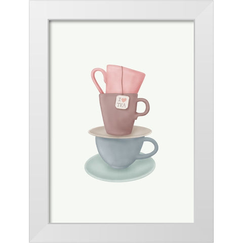 I Love TEA White Modern Wood Framed Art Print by Eleonora, Aminah